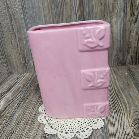 MCM Vase Pink Rectangle, Embossed Floral - Picture 2 of 7